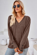 V-neck Dropped Shoulder T-shirt (3)