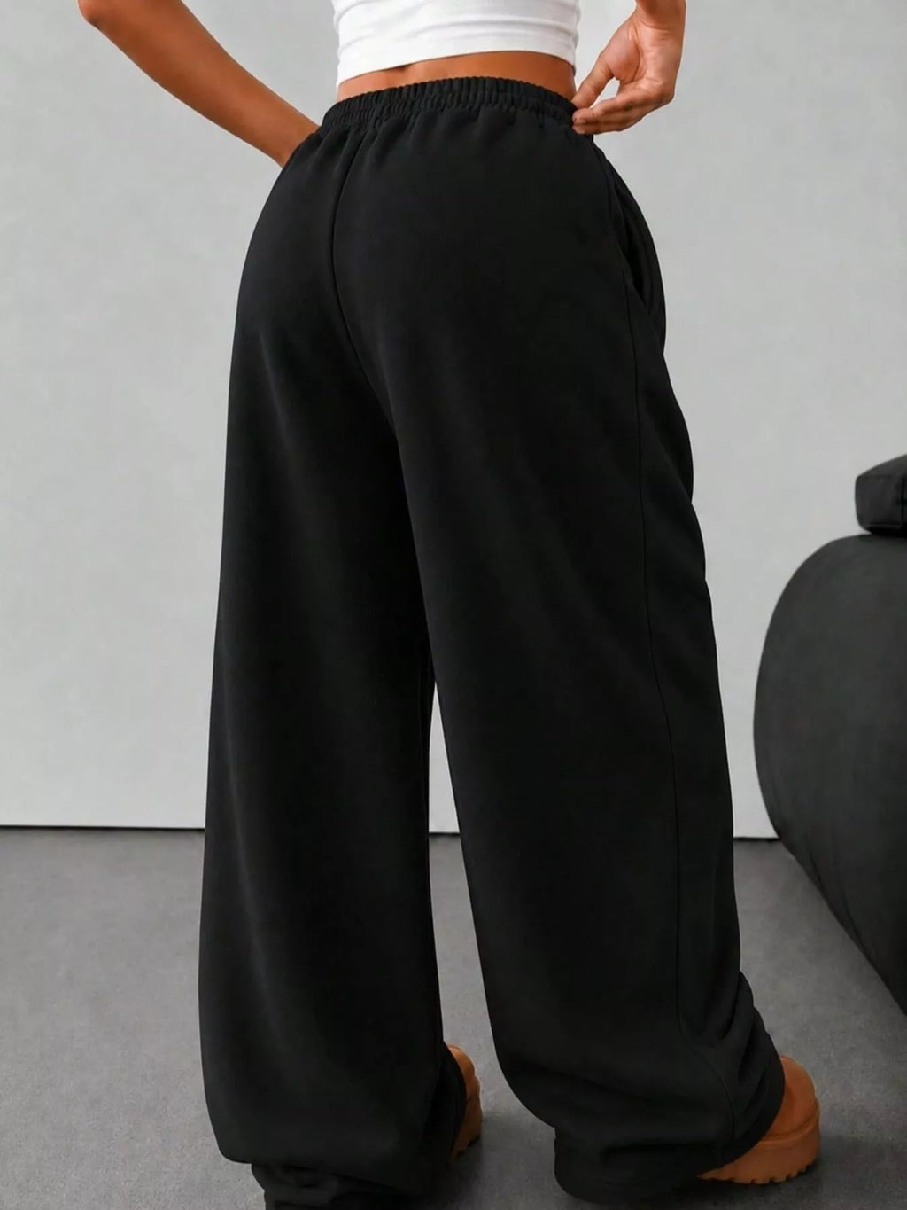 Elastic Waist Wide-leg Sweatpants (7)