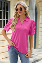 Eyelet Johnny Collar Puff Sleeve Blouse (3)