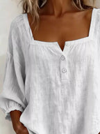 Full Size Square Neck Button Detail Blouse Plus (12)