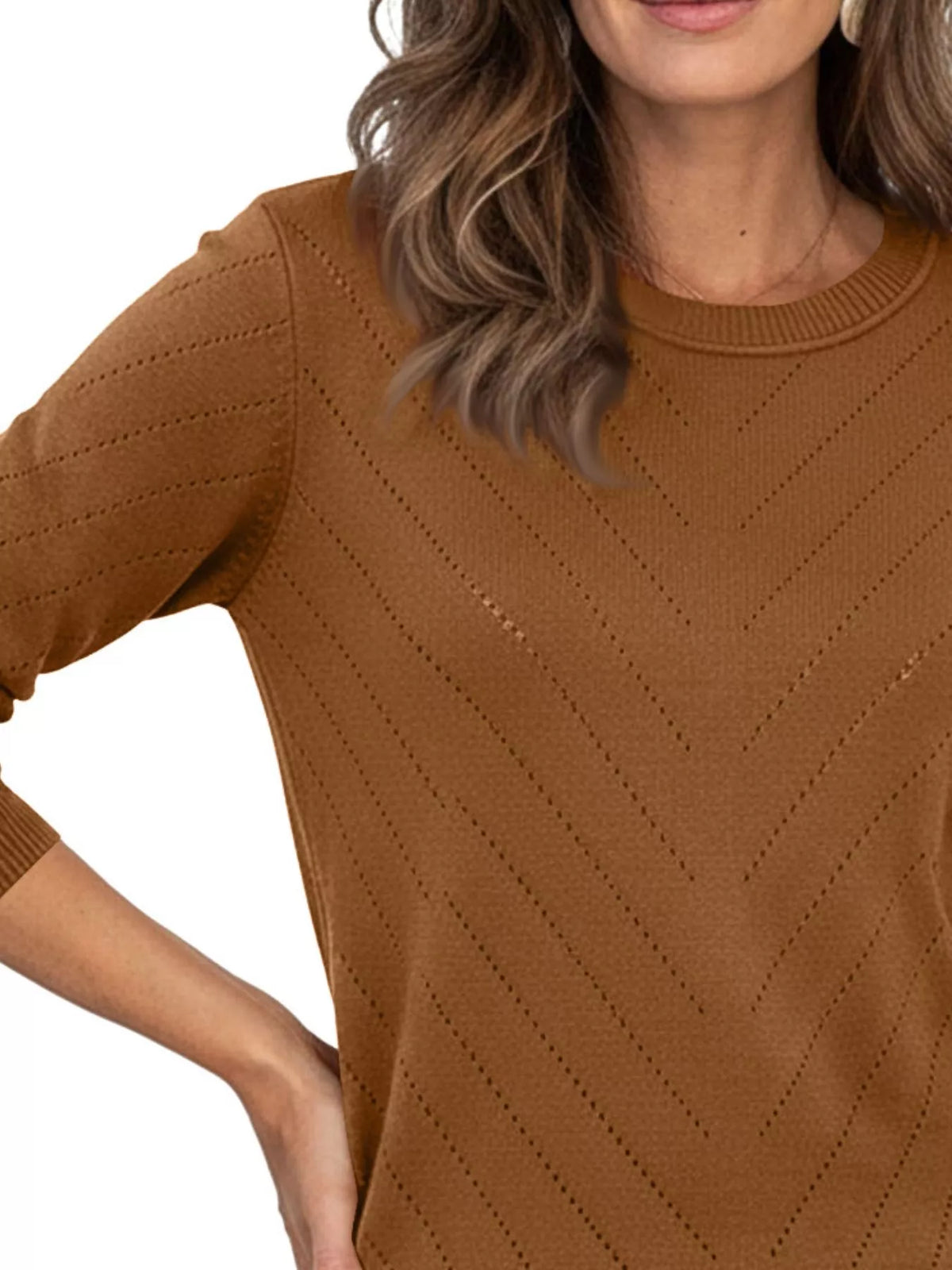 Openwork Round Neck Sweater (5)