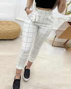 White Plaid Pants variant CJNSXZJS01011-White-L|CJNSXZJS01011-White-S|CJNSXZJS01011-White-XL|CJNSXZJS01011-White-M