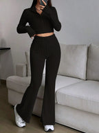 Zip Up Long Sleeve Top Pants Set (14)