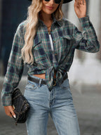 Oversized Plaid Button-up Shirt (25)