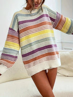 Rainbow Striped Drop Shoulder Oversized Sweater (4)