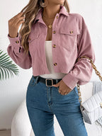 Corduroy Button-up Dropped Shoulder Jacket (9)