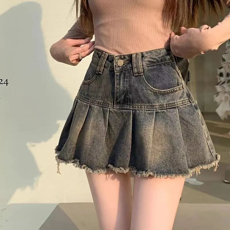 American Retro Pleated Skirt Exposure-proof variant CJLY212107001AZ|CJLY212107002BY|CJLY212107003CX|CJLY212107004DW