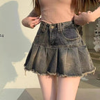 American Retro Pleated Skirt Exposure-proof variant CJLY212107001AZ|CJLY212107002BY|CJLY212107003CX|CJLY212107004DW