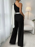 One-shoulder Bowknot Wide Leg Jumpsuit (4)