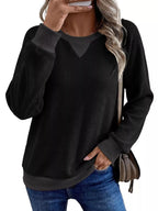 Waffle Knit Crew Neck Long Sleeve Sweatshirt (8)