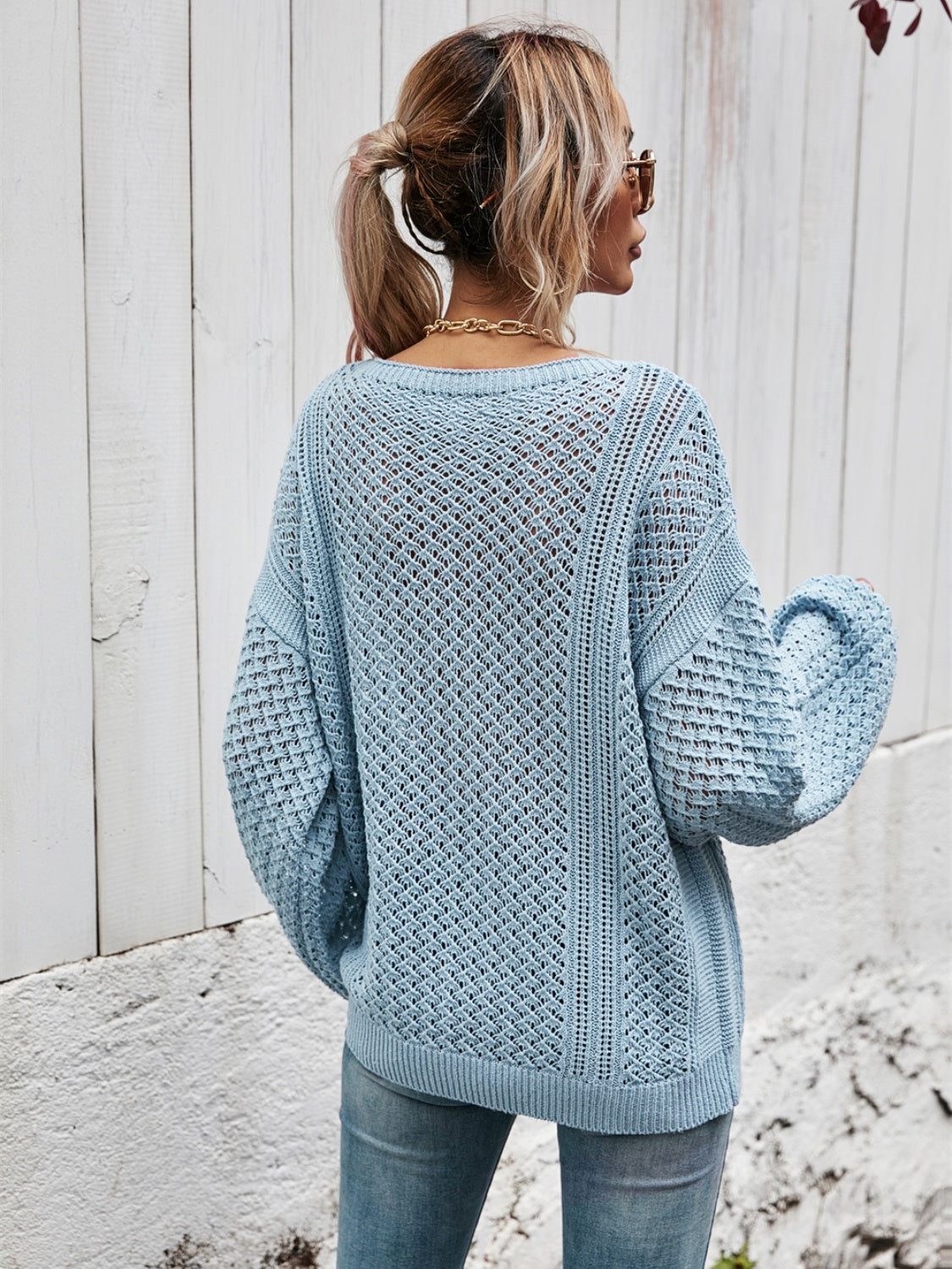 V-neck Dropped Shoulder Sweater (15)