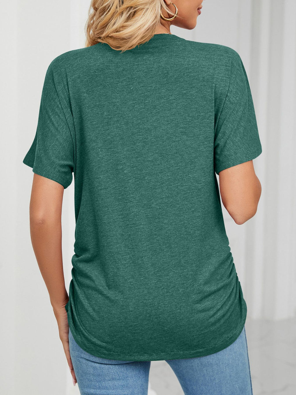 Casual V-neck Short Sleeve T-shirt (20)