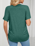Casual V-neck Short Sleeve T-shirt (20)
