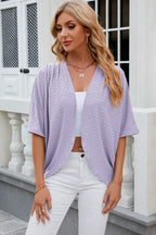 Eyelet Open Front Half Sleeve Cardigan (27)