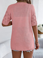 Openwork Open Front Short Sleeve Cardigan (9)