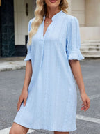 Eyelet Flounce Sleeve Mini Dress (13)