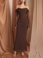 Off-shoulder Ruched Mermaid Maxi Dress (26)