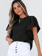 Round Neck Ruffle Sleeve Top (14)