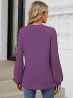Round Neck Lace Long Sleeve Top (5)
