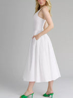 Halter Neck Midi Dress Pockets (2)