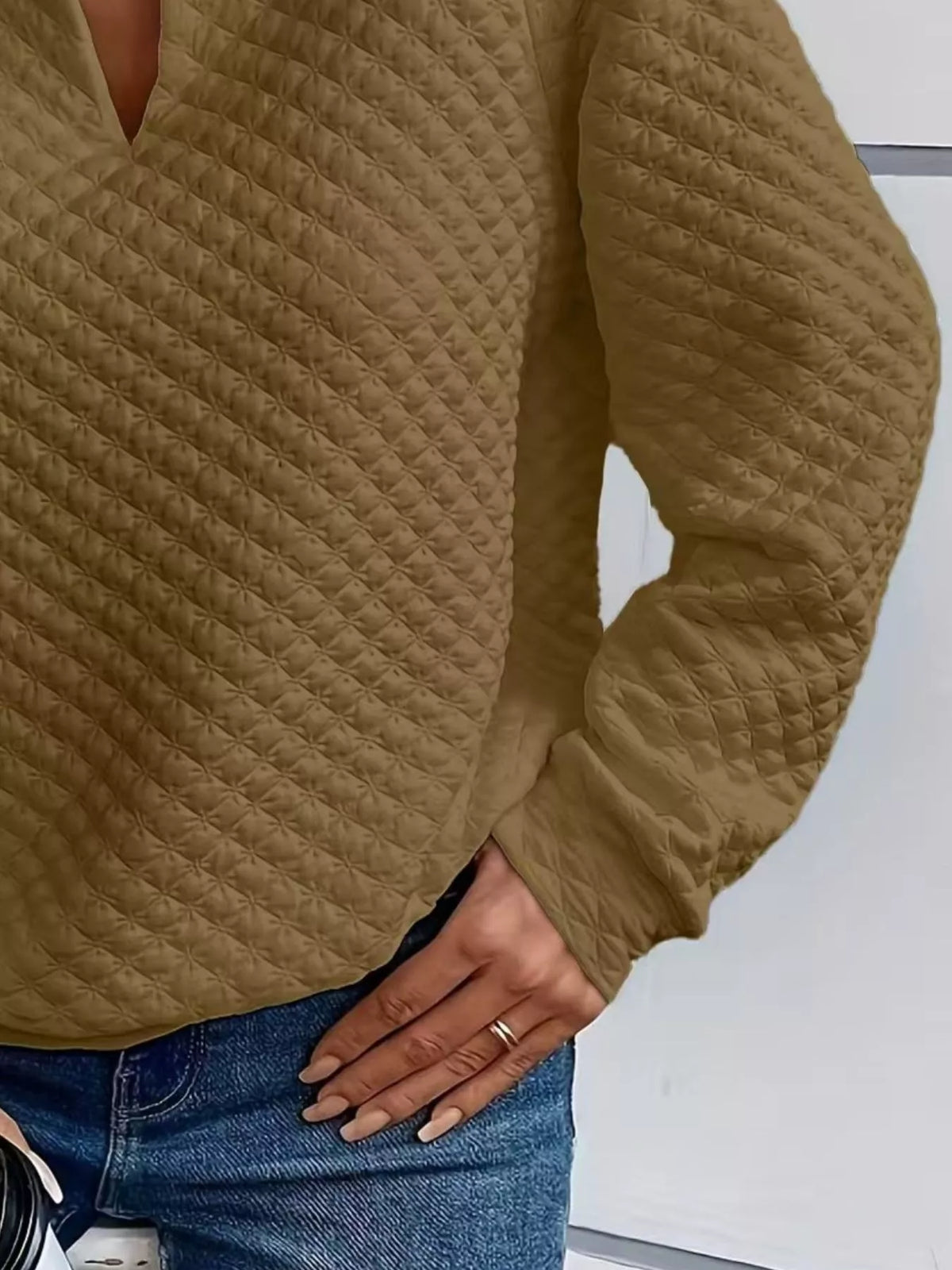 Textured Notched Raglan Sleeve Sweatshirt (16)