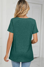 Ruched Heathered Short Sleeve T-shirt (15)