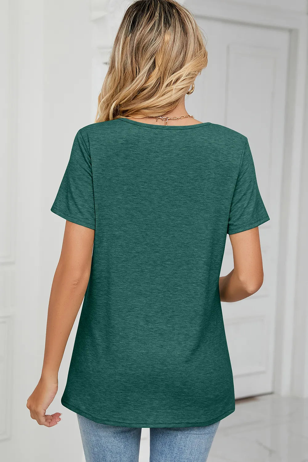 Ruched Heathered Short Sleeve T-shirt (15)