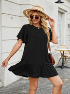 Round Neck Short Sleeve Mini Dress (10)