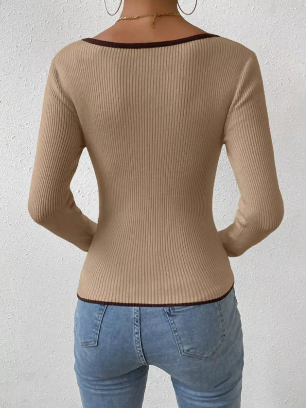 Contrast Trim Long Sleeve Knit Top (9)