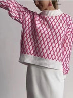 Geometric Pattern Turtleneck Sweater (5)