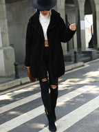 Open Front Ribbed Hooded Coat (9)