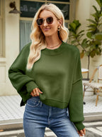 Round Neck Lantern Sleeve Sweater (21)