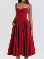 Sweetheart Neck Spaghetti Strap Midi Dress (4)