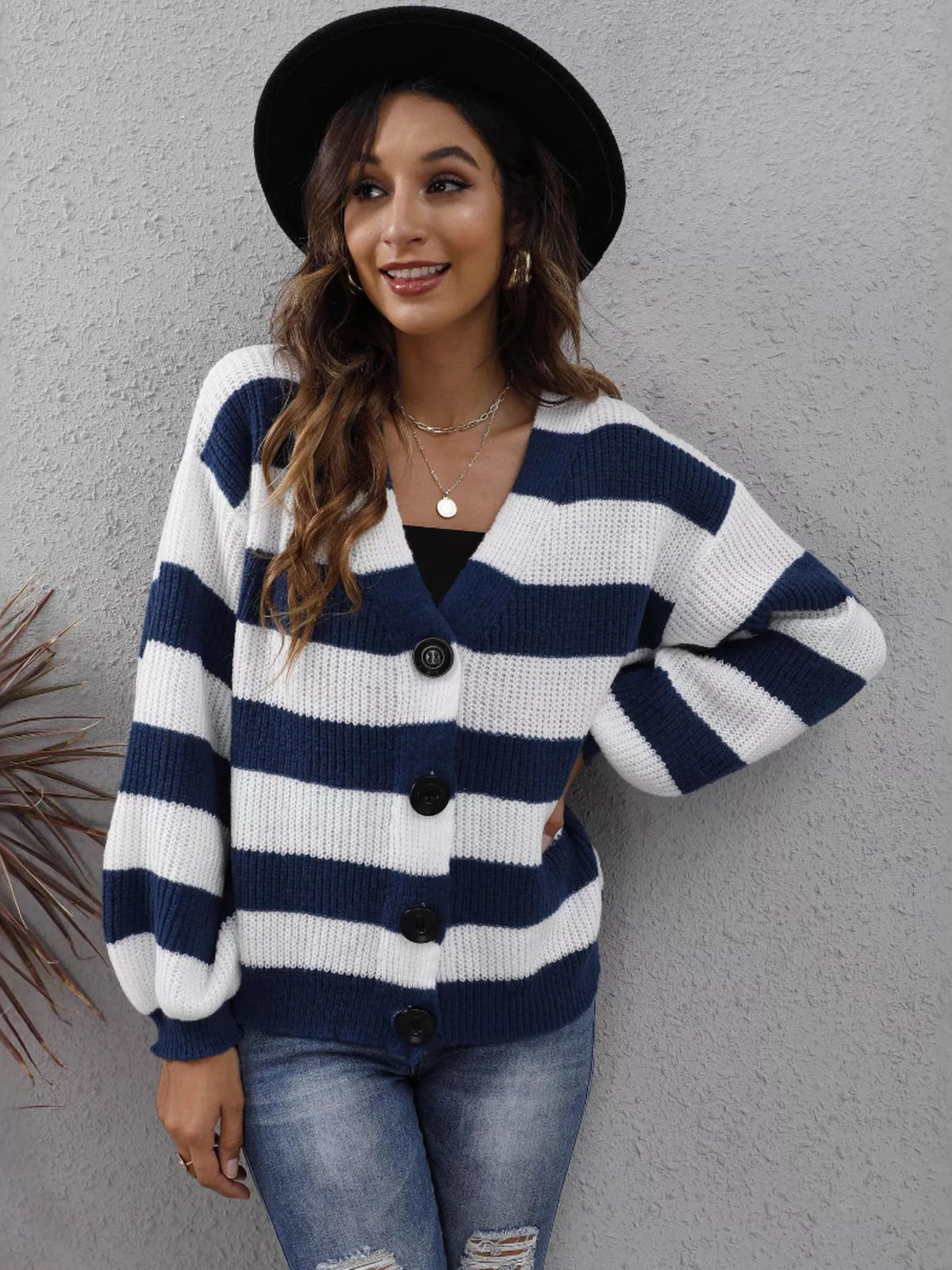 Striped Button-up Long Sleeve Cardigan (15)