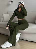 Zip Up Long Sleeve Top Pants Set (12)