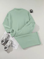 Drop Shoulder Zip Up Jacket Drawstring Pants Active 2pcs Set (34)