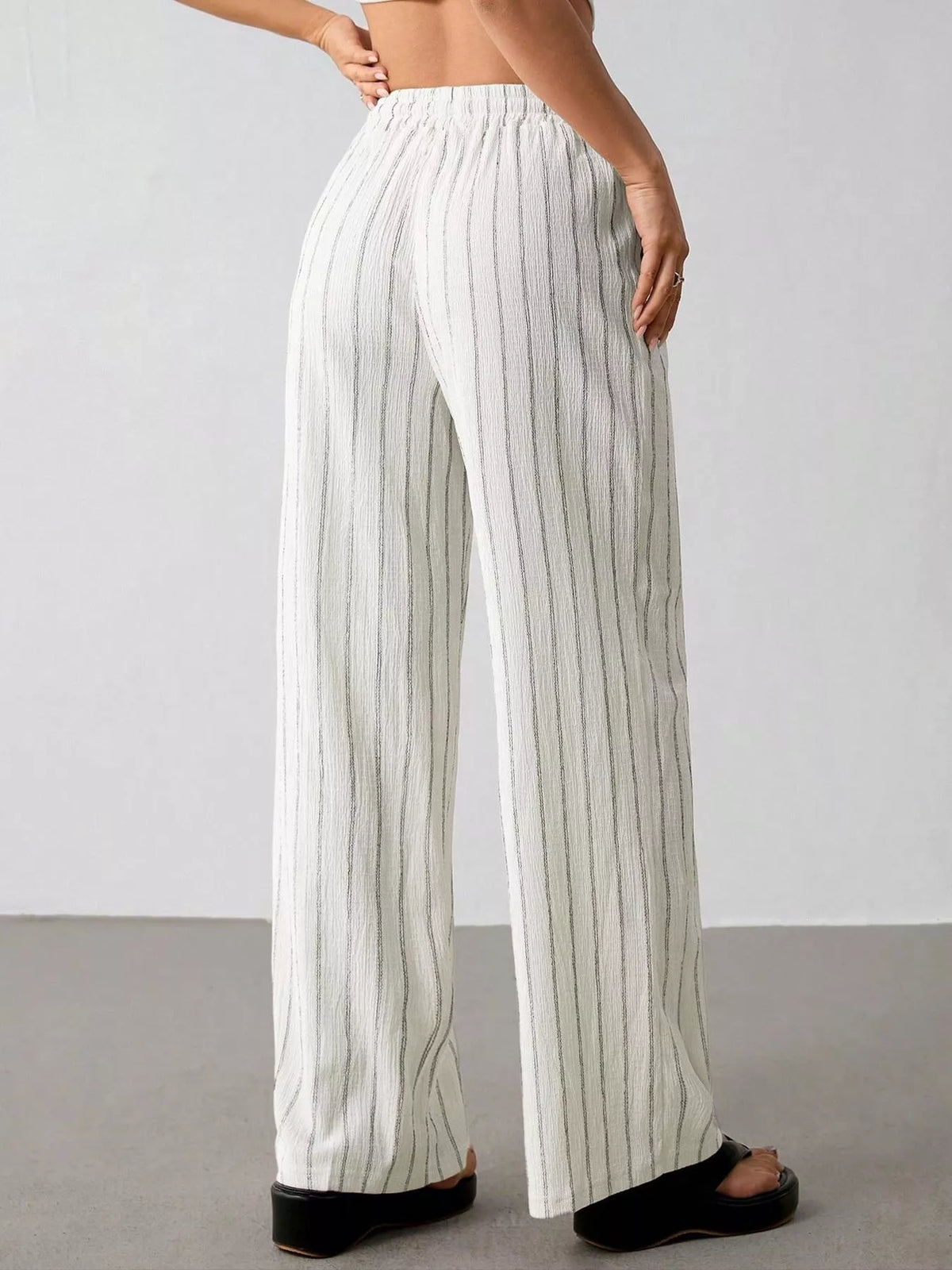 Striped Wide-leg Drawstring Pants (5)