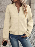 Textured Knit Zip-up Bomber Jacket (2)