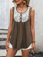 Lace Contrast Scoop Neck Tank (12)