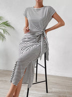 Striped Tie-waist Midi Dress (5)