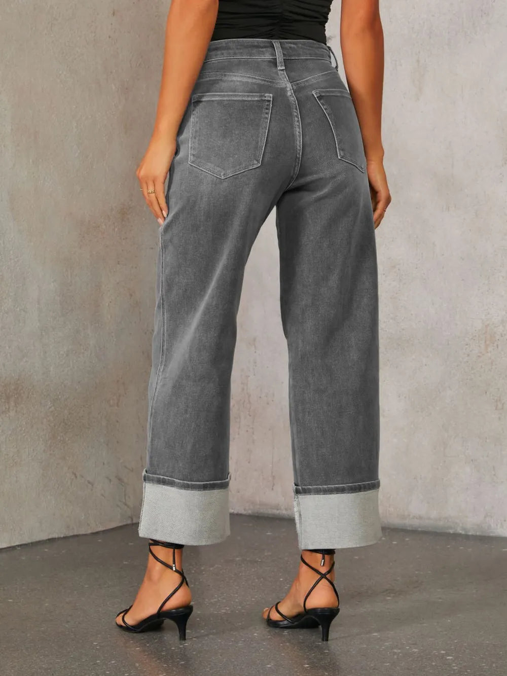High Waisted Straight Leg Rolled Jeans (11)