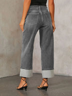 High Waisted Straight Leg Rolled Jeans (11)