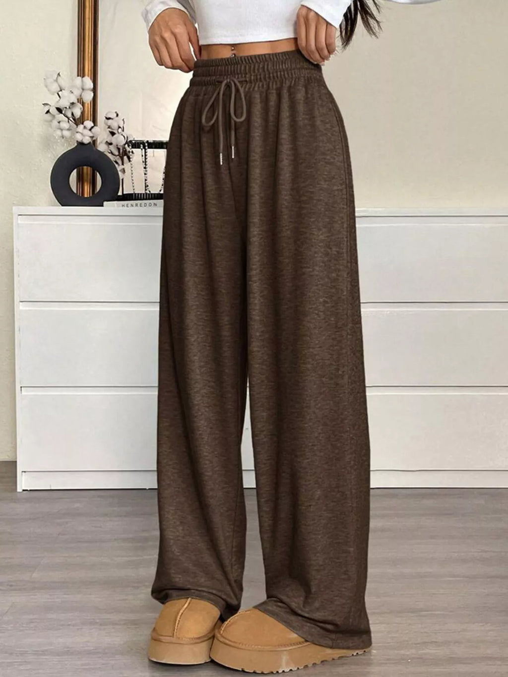 High-waisted Wide-leg Pants Drawstring (14)