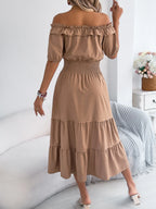Smocked Off-shoulder Tiered Dress (15)