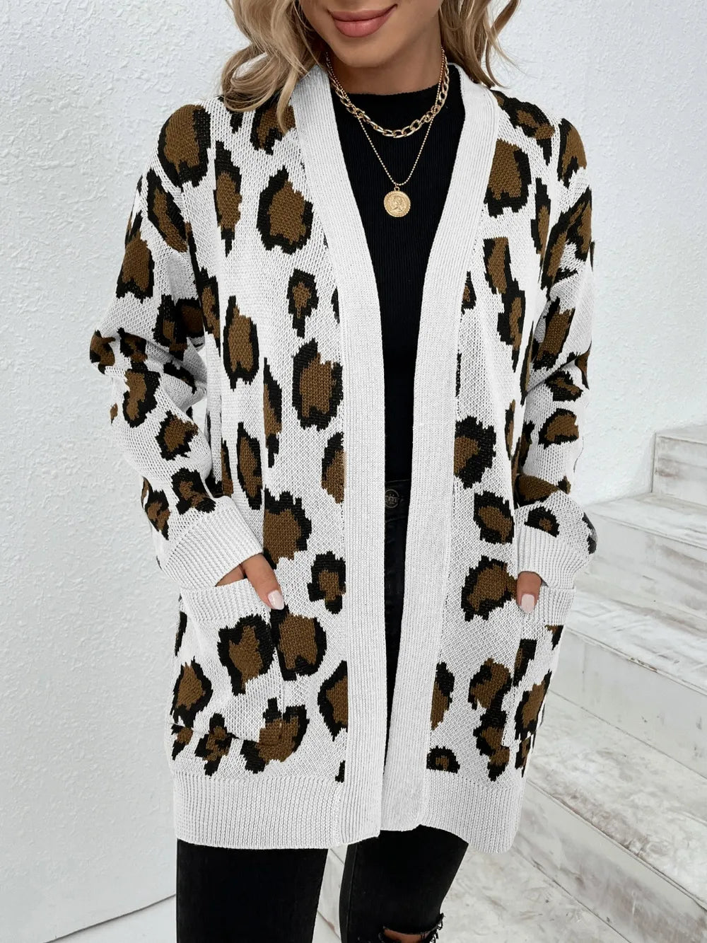 Leopard Open Front Dropped Shoulder Cardigan (8)