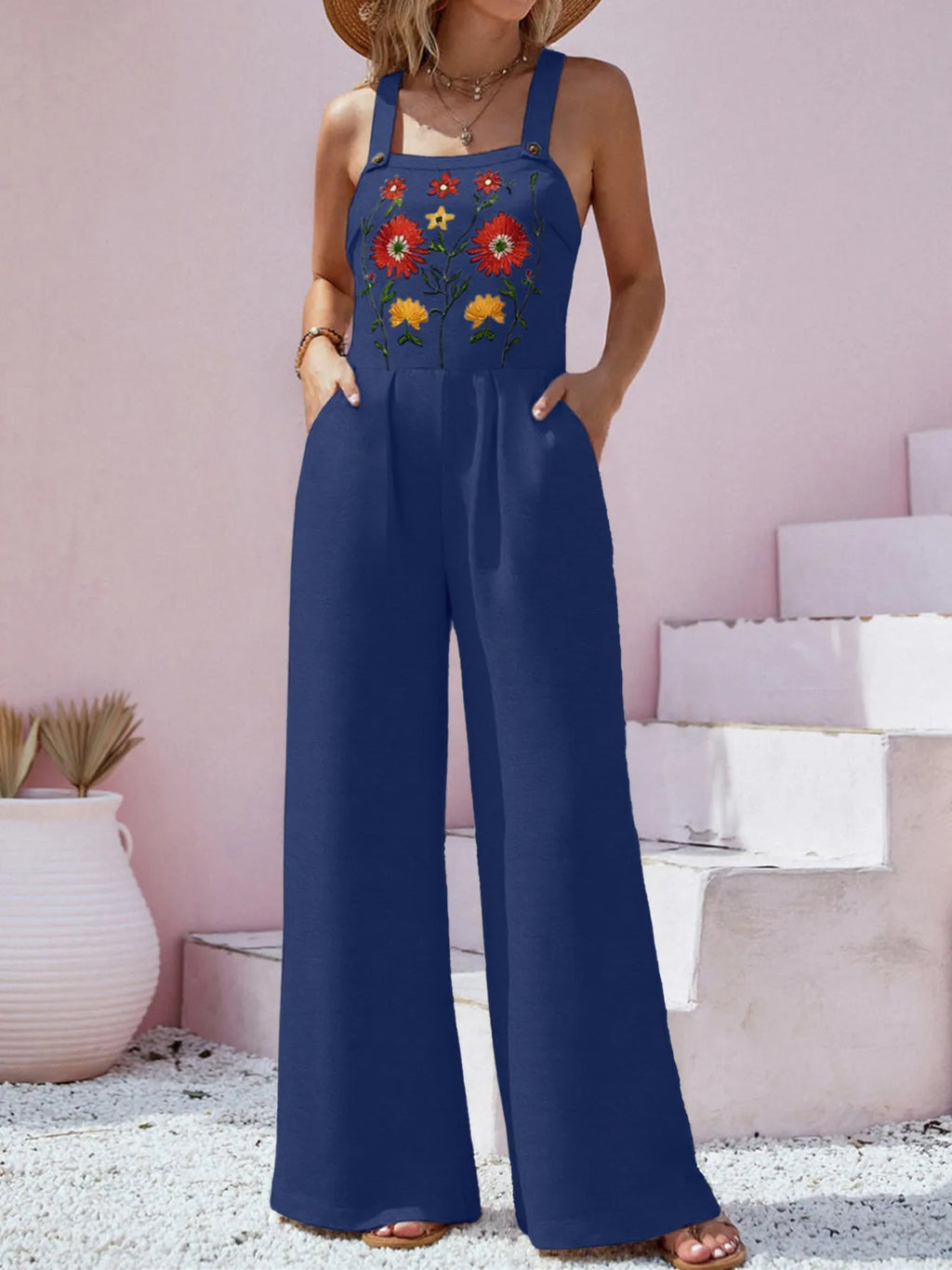 Floral Embroidered Wide Leg Jumpsuit (22)