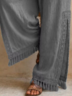Lace Detail Slit Wide Leg Pants (9)