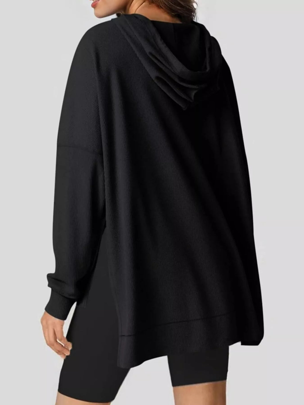 Oversized Drawstring Side Slit Hoodie (20)