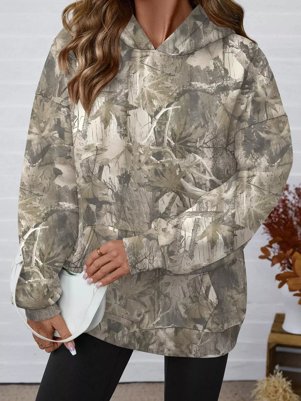 Printed Kangaroo Pocket Oversized Hoodie (2)