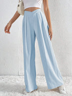 V-waisted Ruched Front Wide Leg Pants (22)